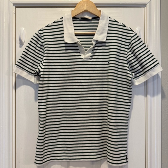 Purificacion Garcia Polo Shirt Men’s Sz L Green Stripes Logo Preppy Old Money - Picture 1 of 8